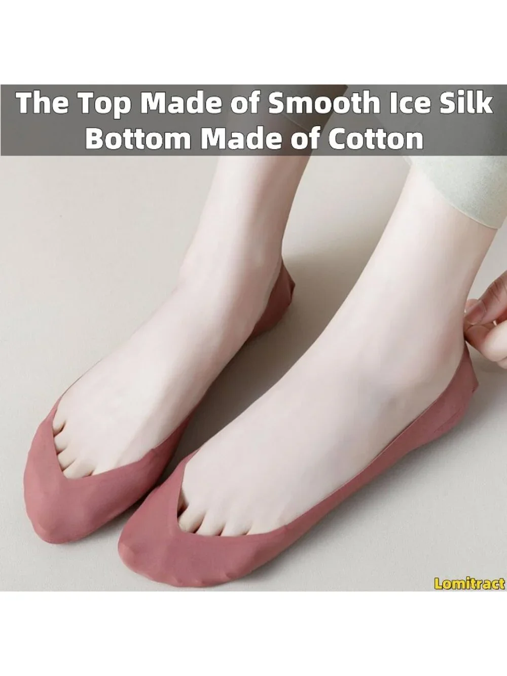 🧦Women's Brown Red Low Socks Made of Ice Silk Surface on Cotton on the Bottom